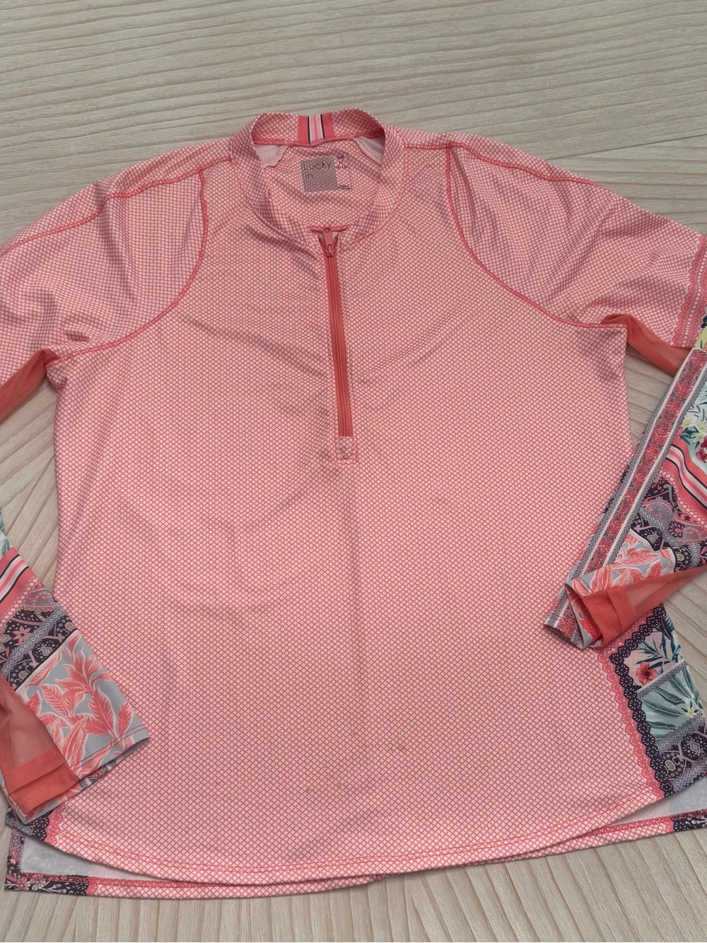 Lucky in Love Coral Pink Quarter-Zip Active Pullover